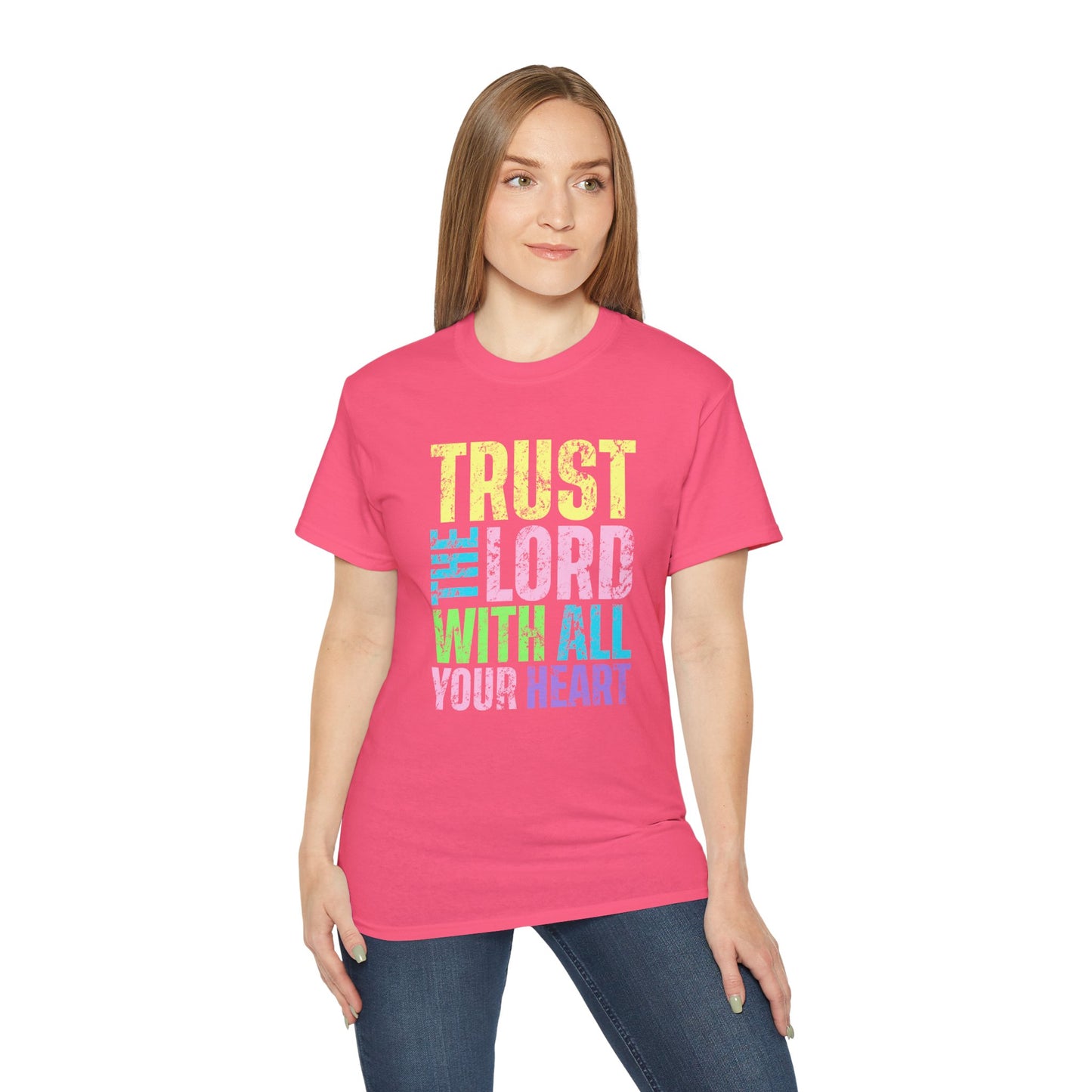 Christian T-Shirt - "Trust the Lord With All Your Heart" Colorful Faith Tee
