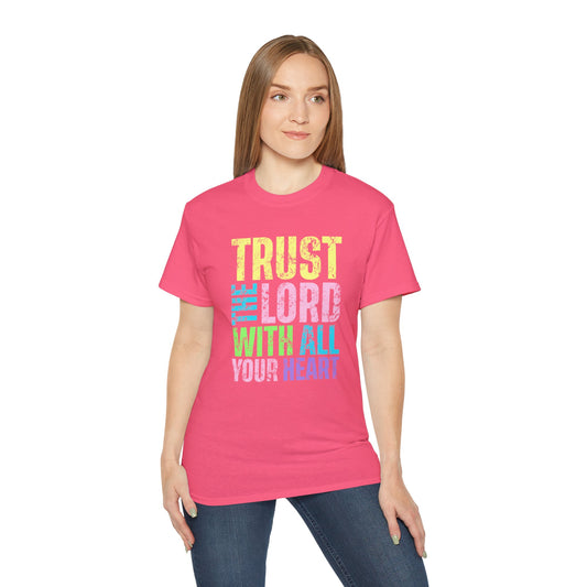 Christian T-Shirt - "Trust the Lord With All Your Heart" Colorful Faith Tee