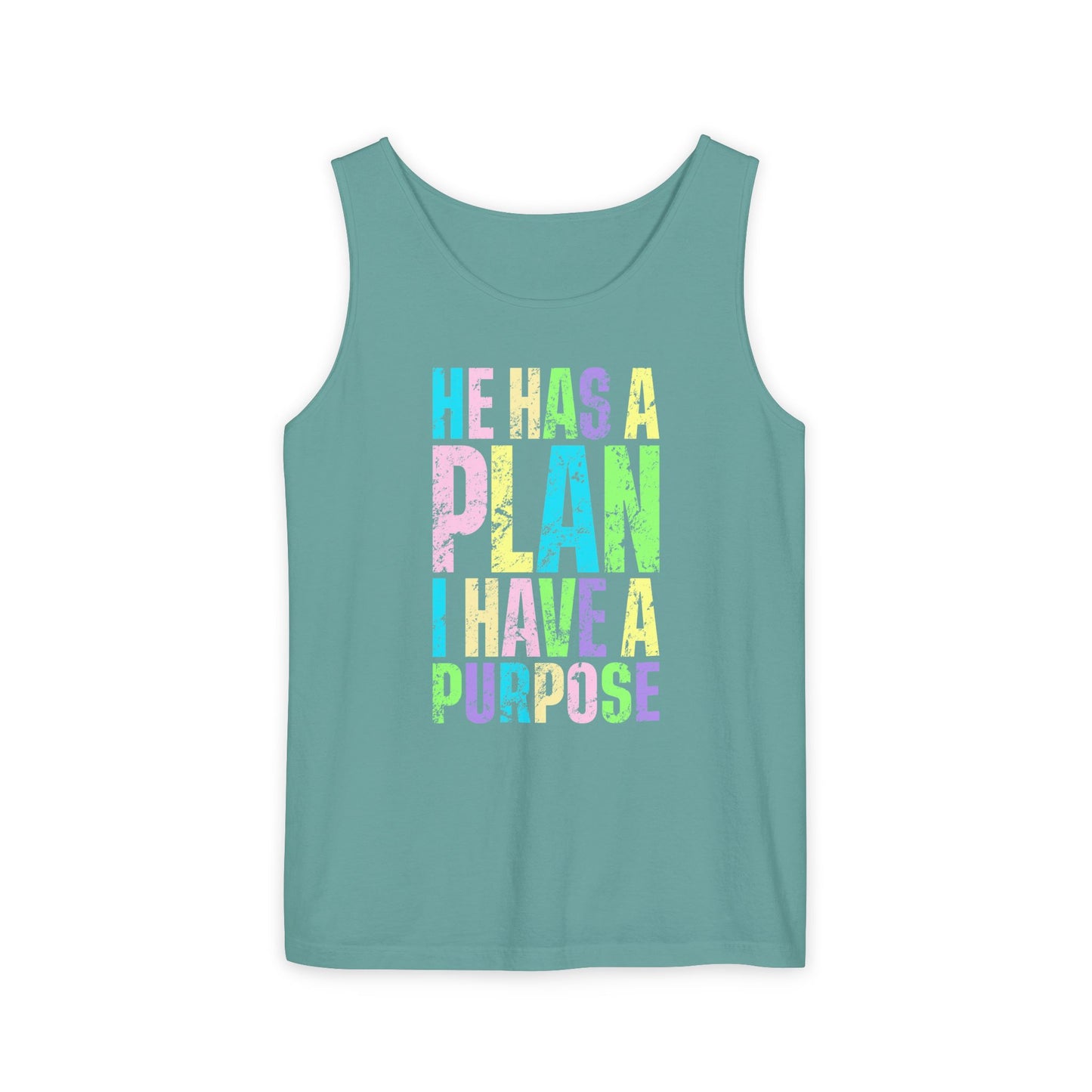 COMFORT COLORS - Inspirational Tank Top — "He Has a Plan, I Have a Purpose" Motivational Graphic Tank