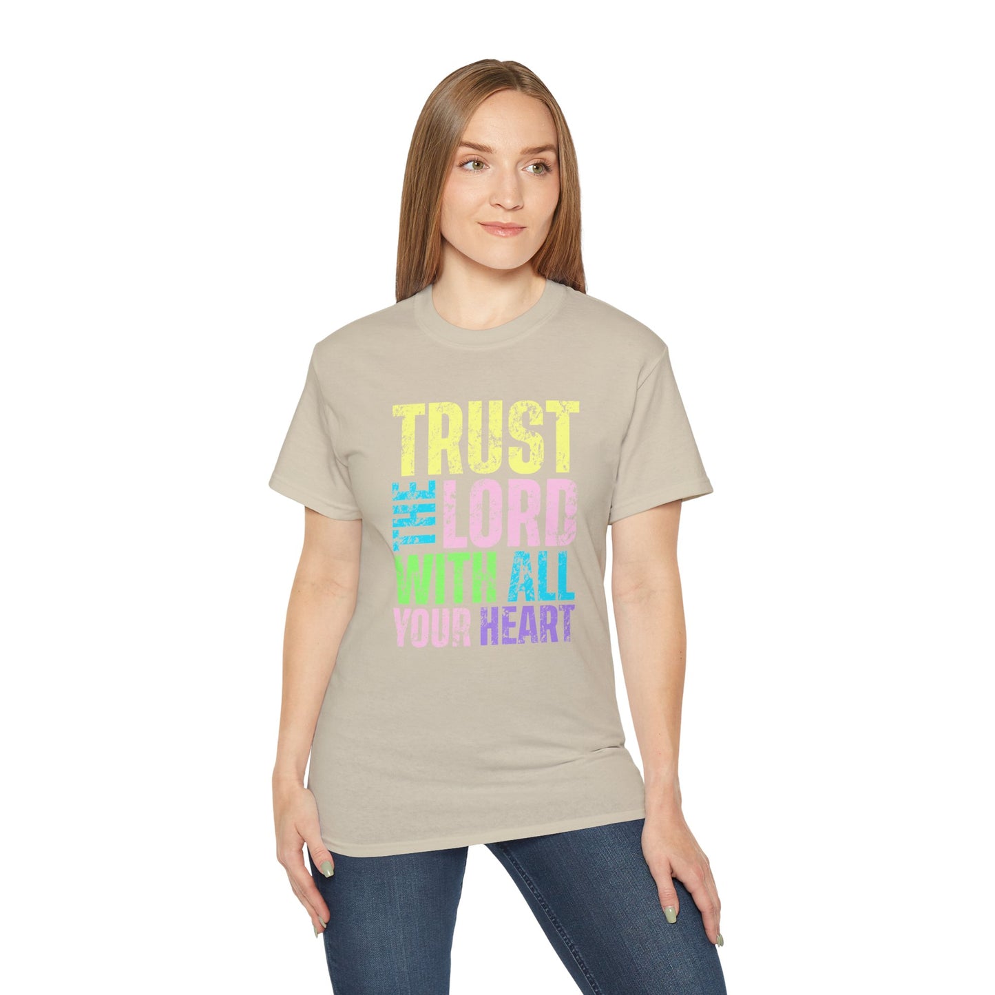 Christian T-Shirt - "Trust the Lord With All Your Heart" Colorful Faith Tee