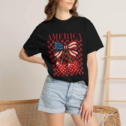 COMFORT COLORS - America Cherry Graphic T-Shirt — Patriotic 4th of July Tee