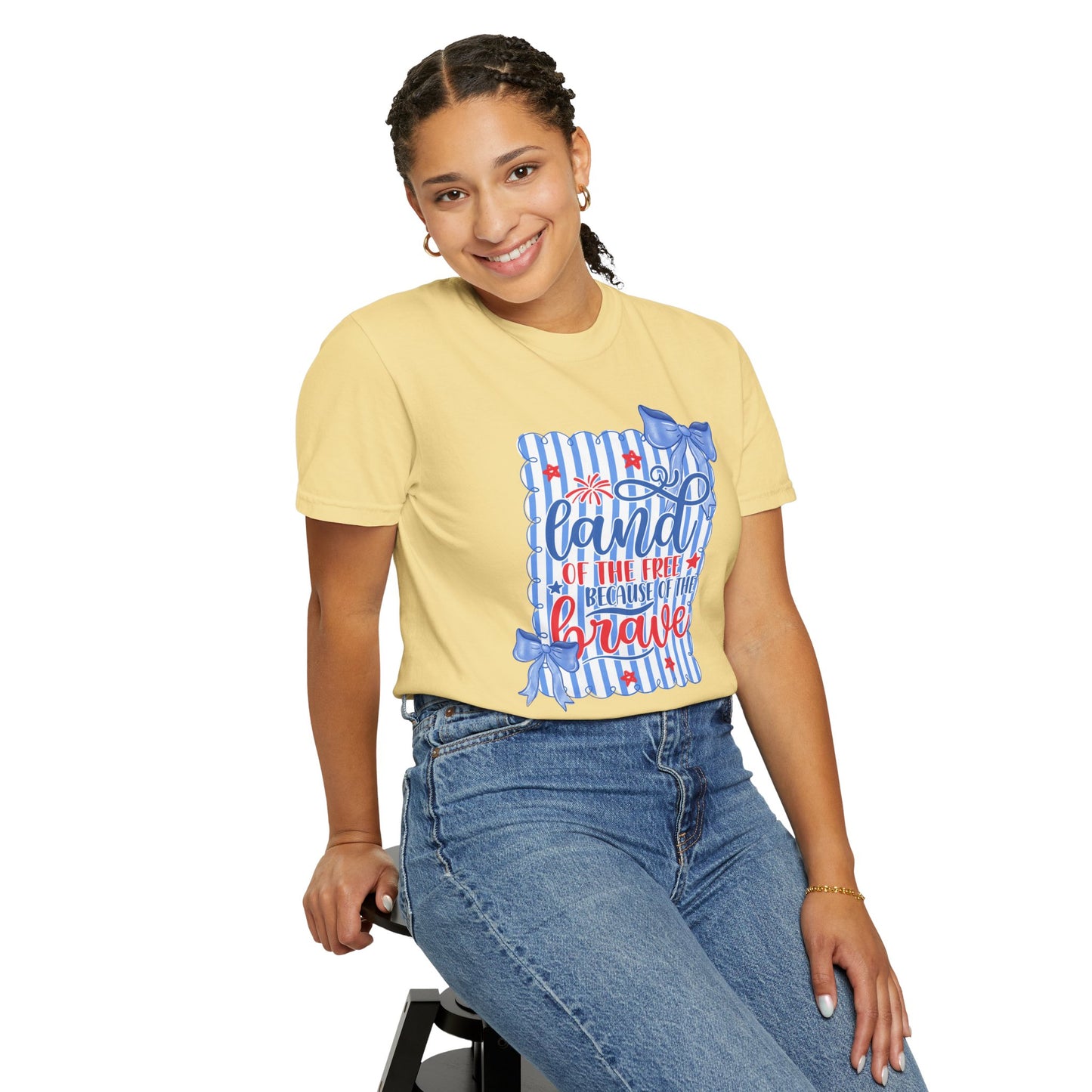 COMFORT COLORS - Patriotic "Land of the Free, Because of the Brave" T-Shirt