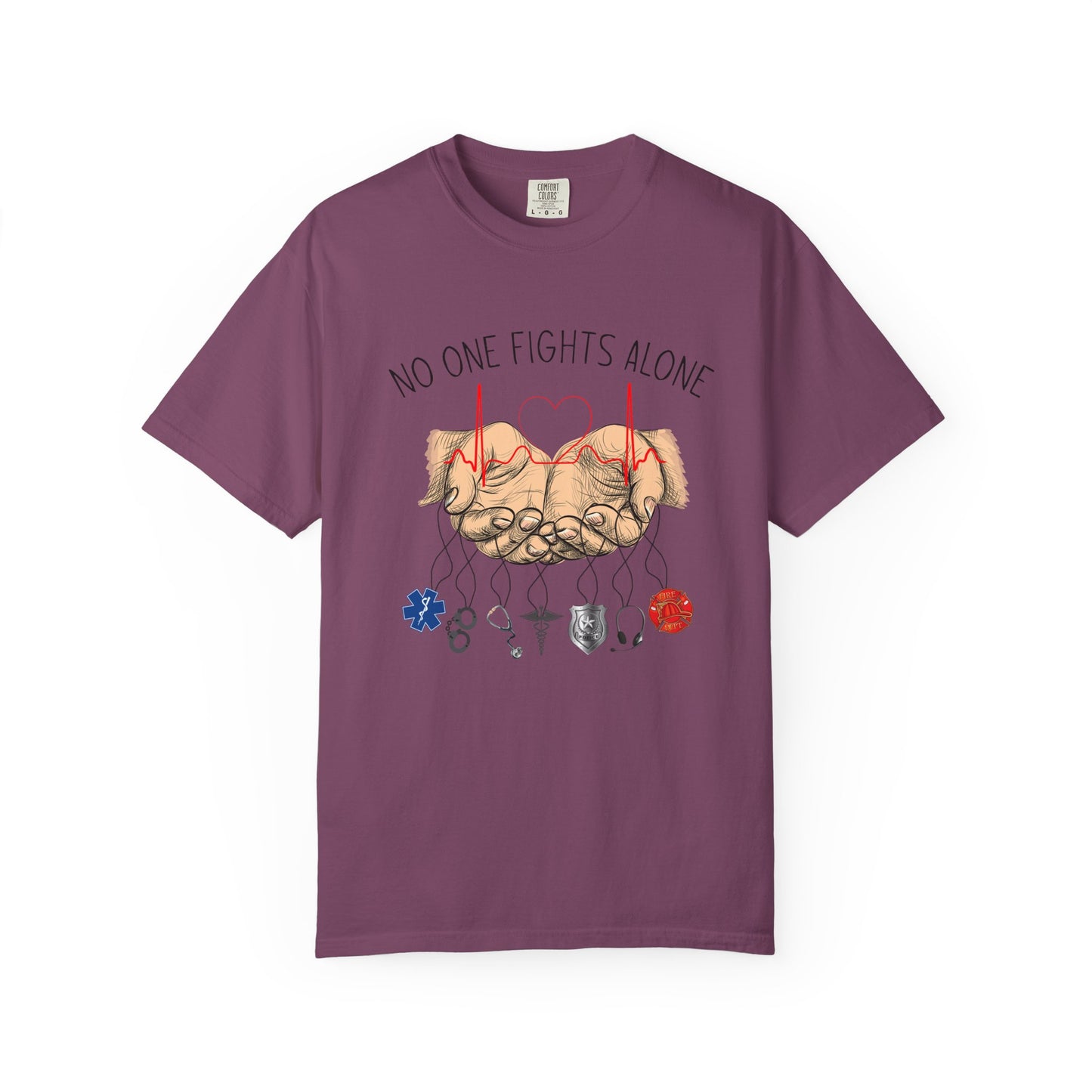 COMFORT COLORS - No One Fights Alone T-Shirt — Supportive Cancer Awareness Tee