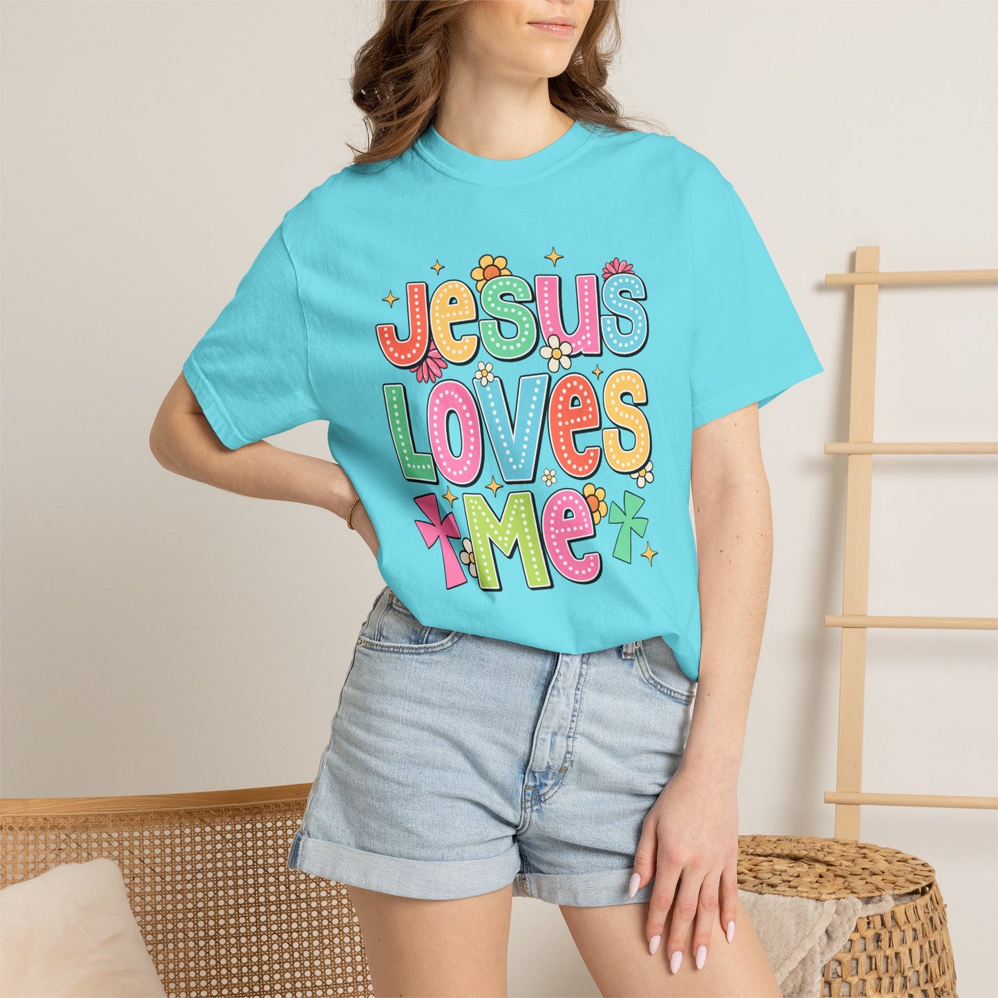 COMFORT COLORS - Jesus Loves Me T-Shirt — Colorful Retro Kids/Youth Faith Tee