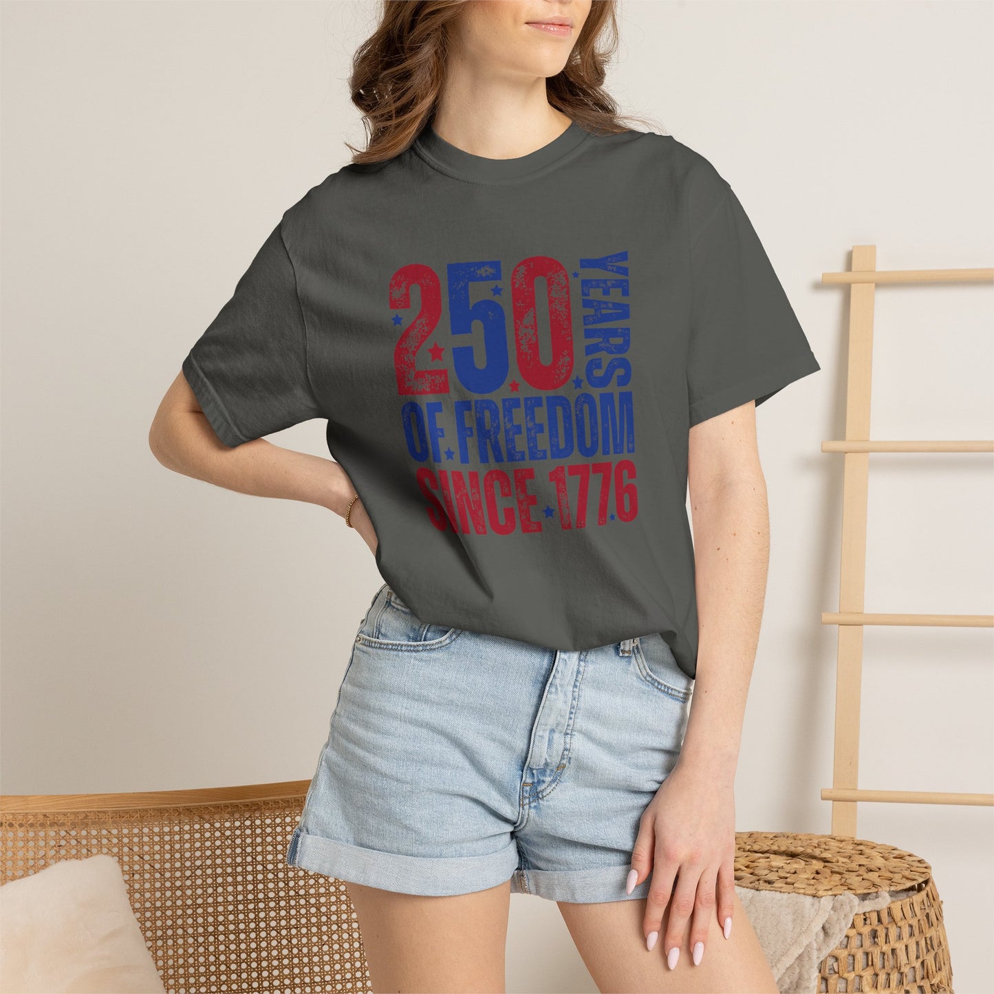 COMFORT COLORS - 250 Years of Freedom Since 1776 T-Shirt — Patriotic Fourth of July Tee