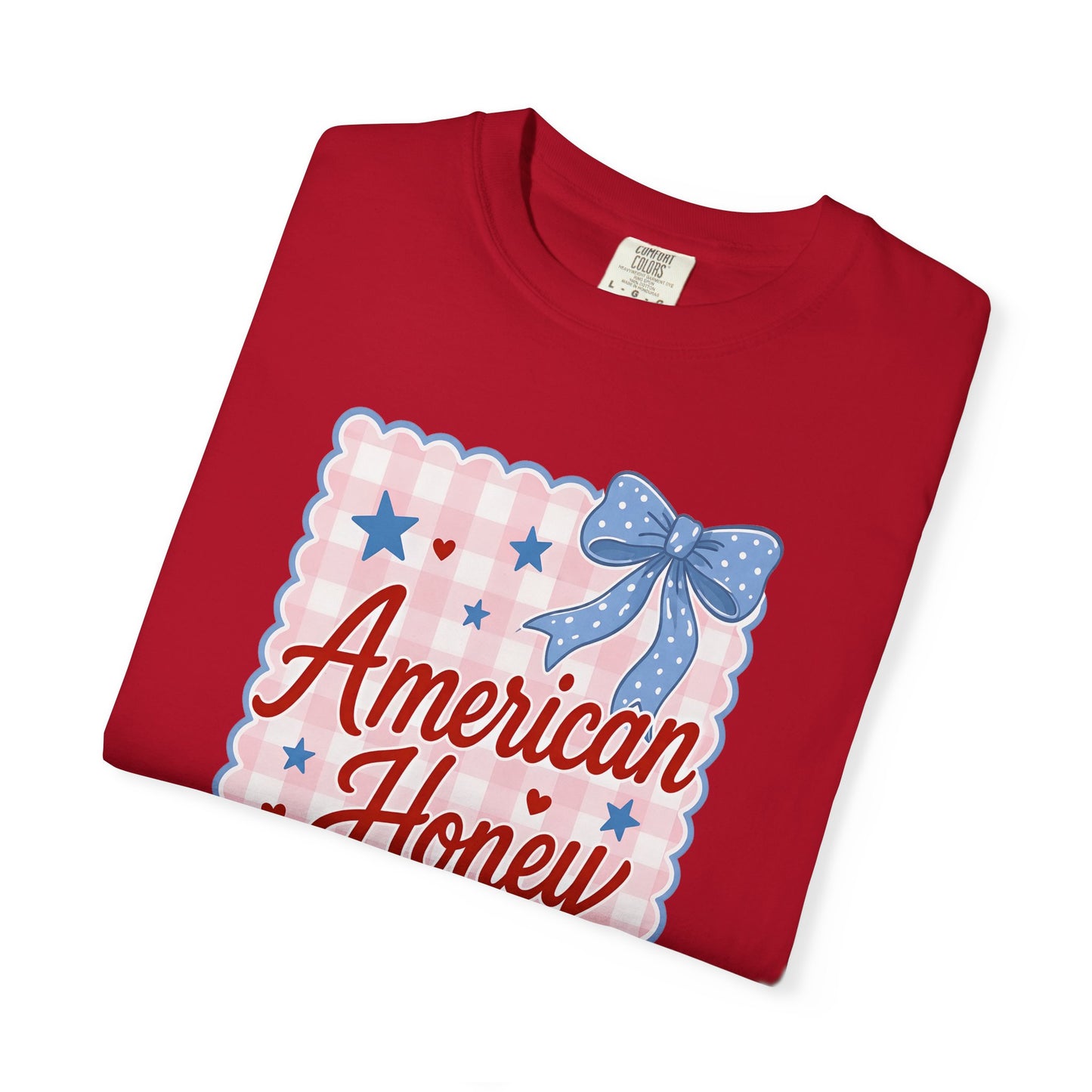 COMFORT COLORS - American Honey Graphic T-Shirt — Retro Patriotic Stars & Bows