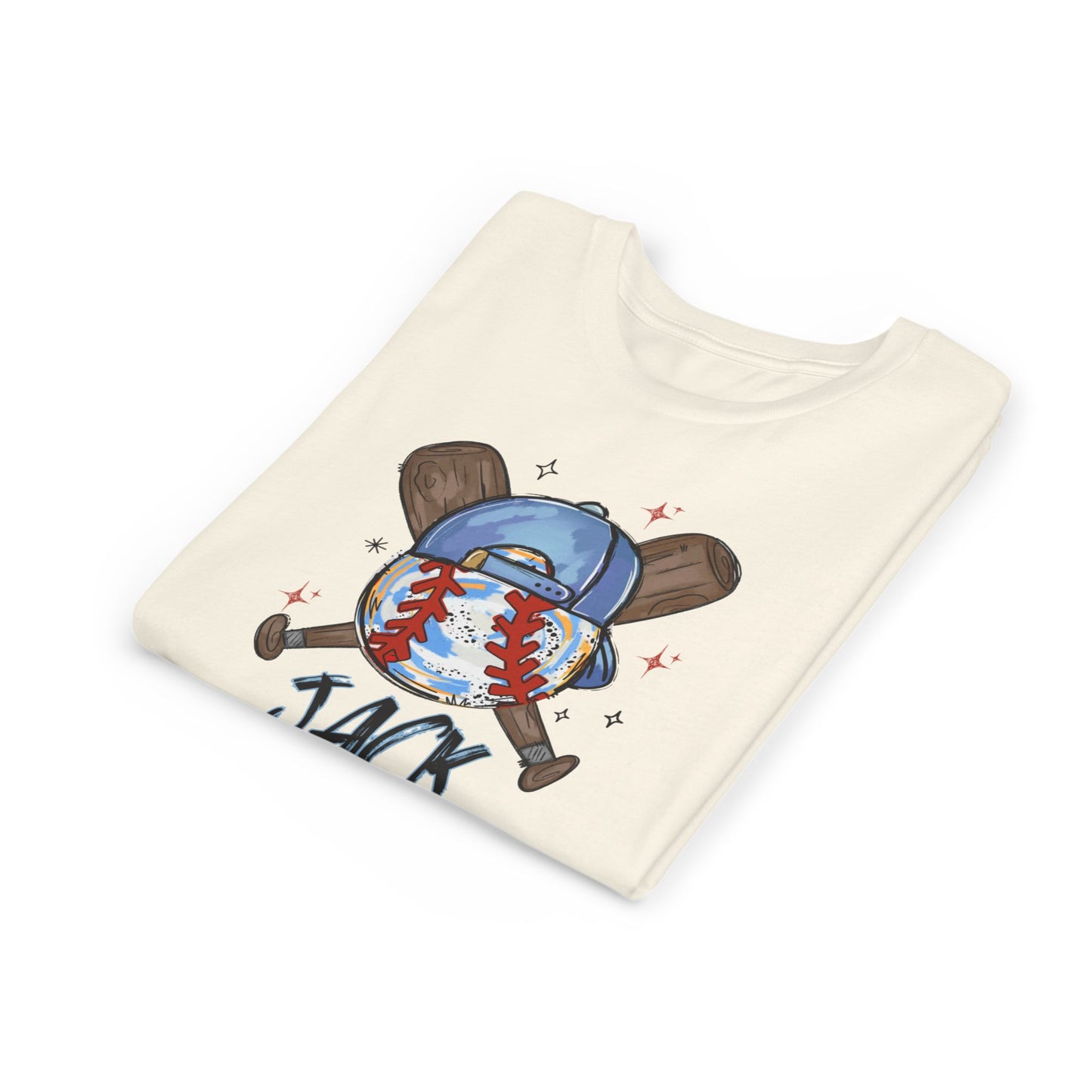 *** NEED THIS PERSONALIZED? DO NOT ORDER THIS SHIRT - PLEASE EMAIL ME AT REFININGFAITHCOMPANY@GMAIL.COM - Youth Baseball Tee — Personalized 'Jack' Cap & Crossed Bats Design