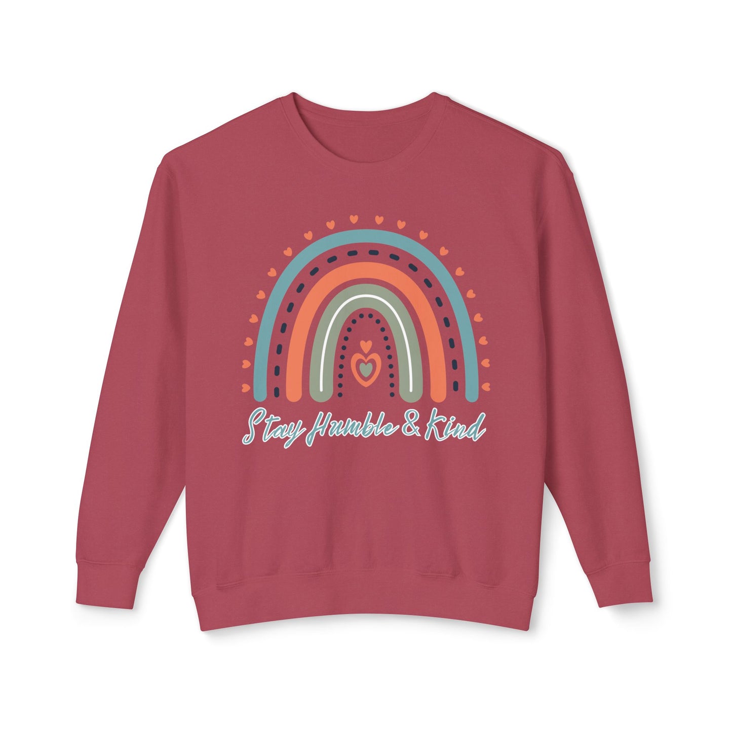 COMFORT COLORS -  Crewneck Sweatshirt - 'Stay Humble & Kind' Pastel Rainbow