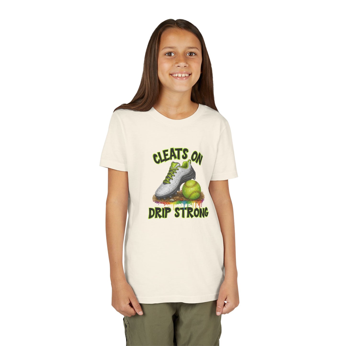 BELLA CANVAS - Youth Tee — "Cleats On, Drip Strong" Softball/Baseball Graphic