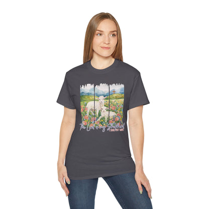 GILDAN - Lamb In Wildflowers Tee – "The Lord Is My Shepherd" Cotton T-Shirt