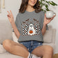 COMFORT COLORS - Boo Ghost Halloween T-Shirt — Checkered Pumpkin Trick-or-Treat Tee