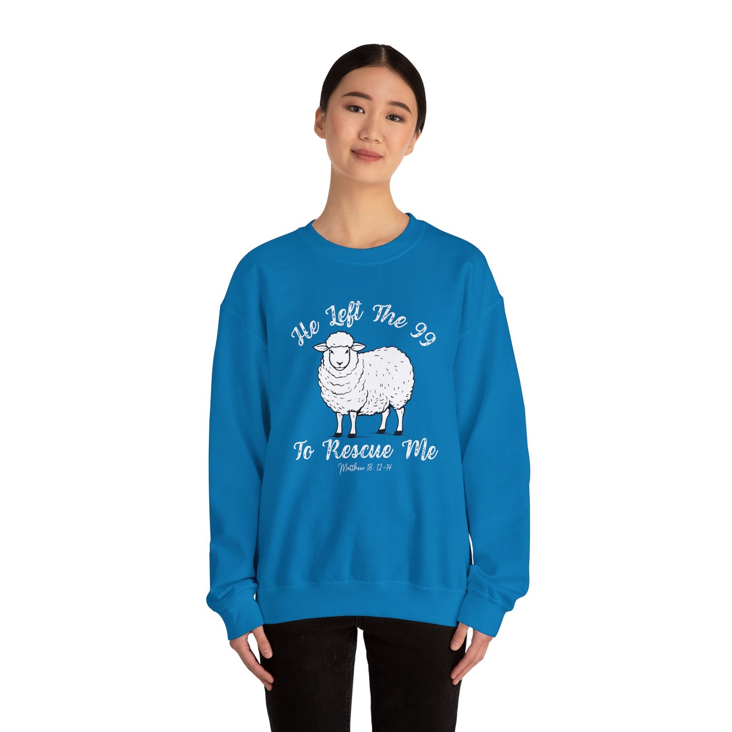 HE LEFT THE 99 WHITE FONT ADULT SWEATSHIRT