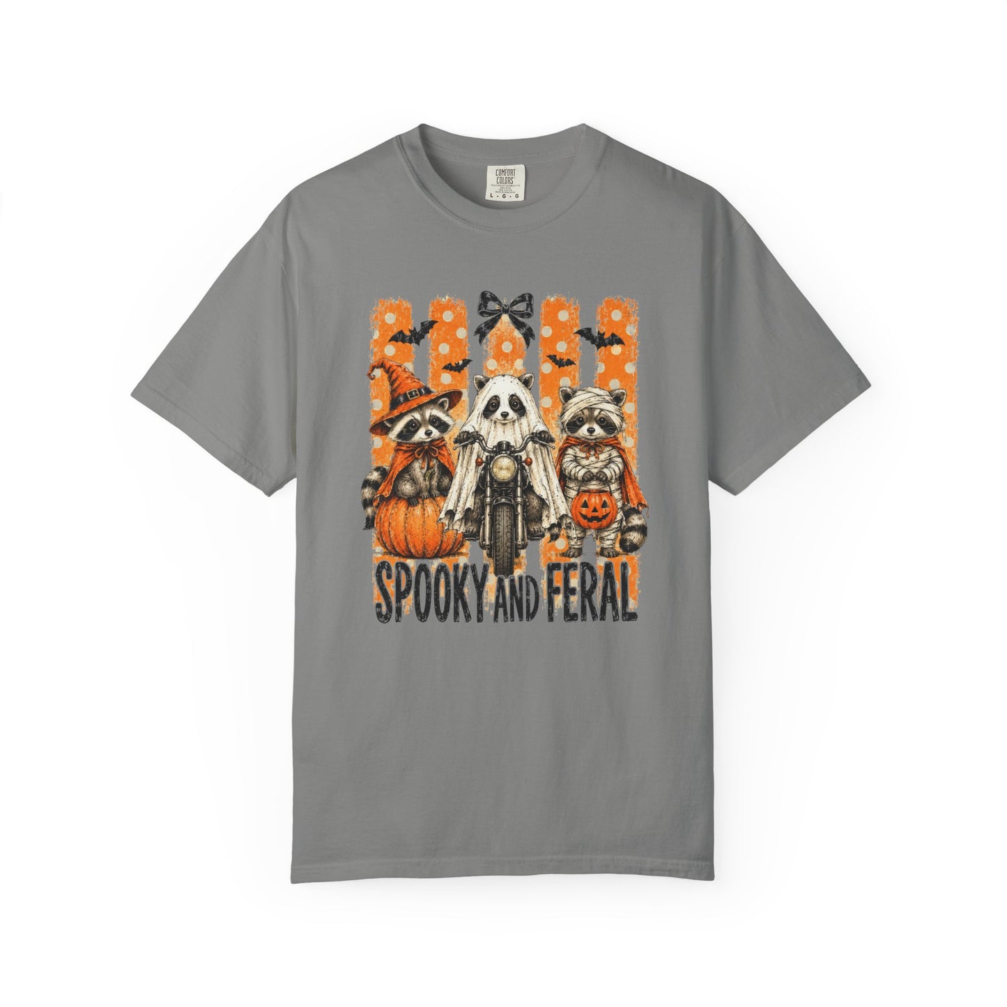 COMFORT COLORS - Spooky and Feral Halloween T-Shirt — Raccoon & Pumpkin Costume Tee