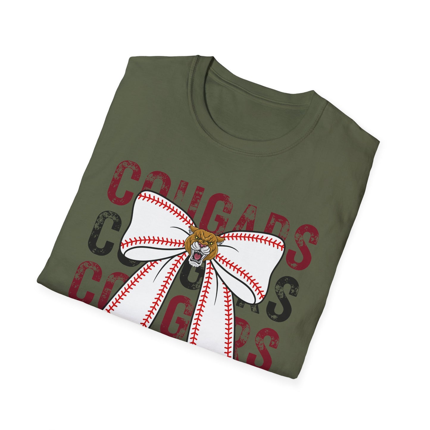 GILDAN - Cougars Bow Baseball T-Shirt — Cheer Team Spirit Tee