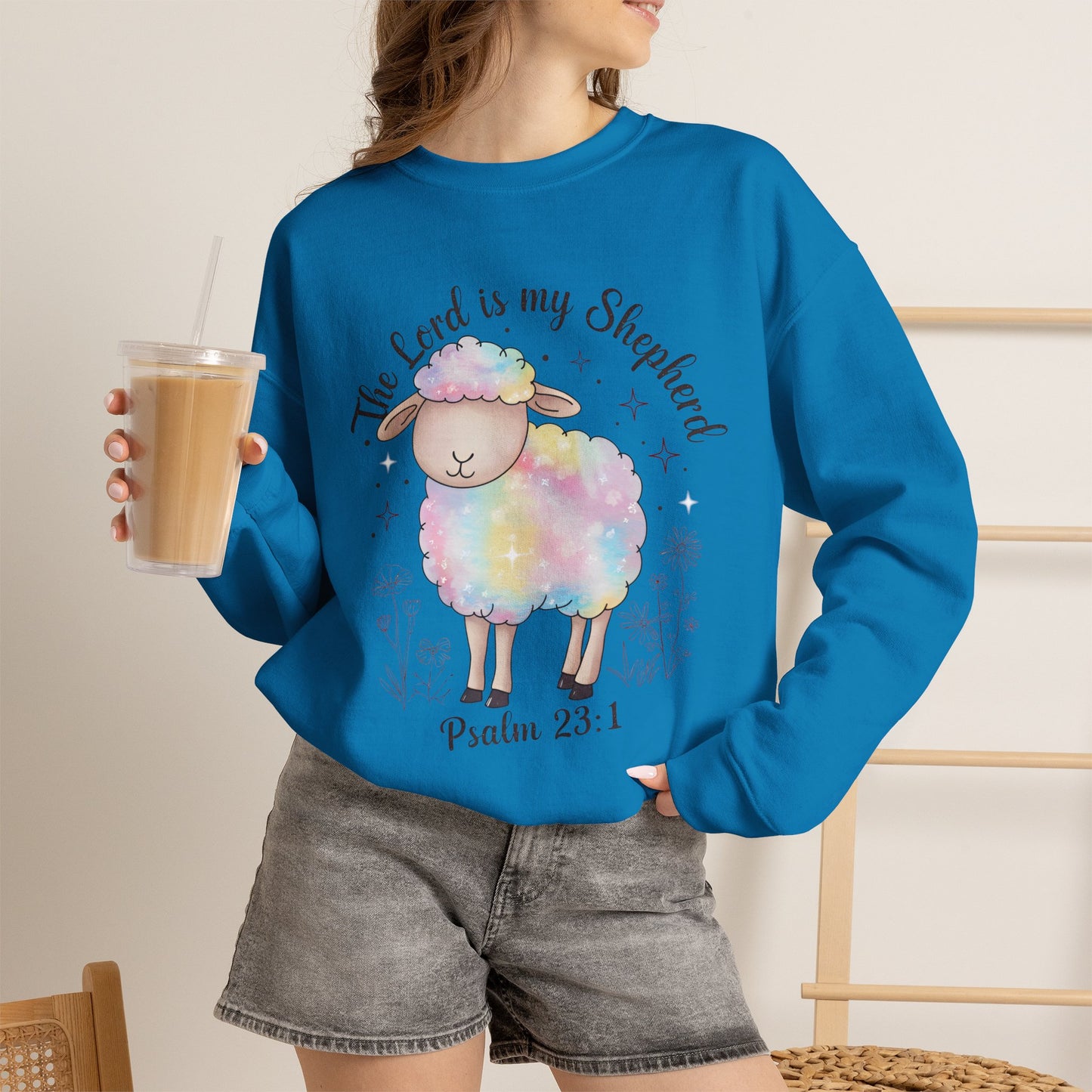 GILDAN - Psalm 23:1 Rainbow Lamb Sweatshirt