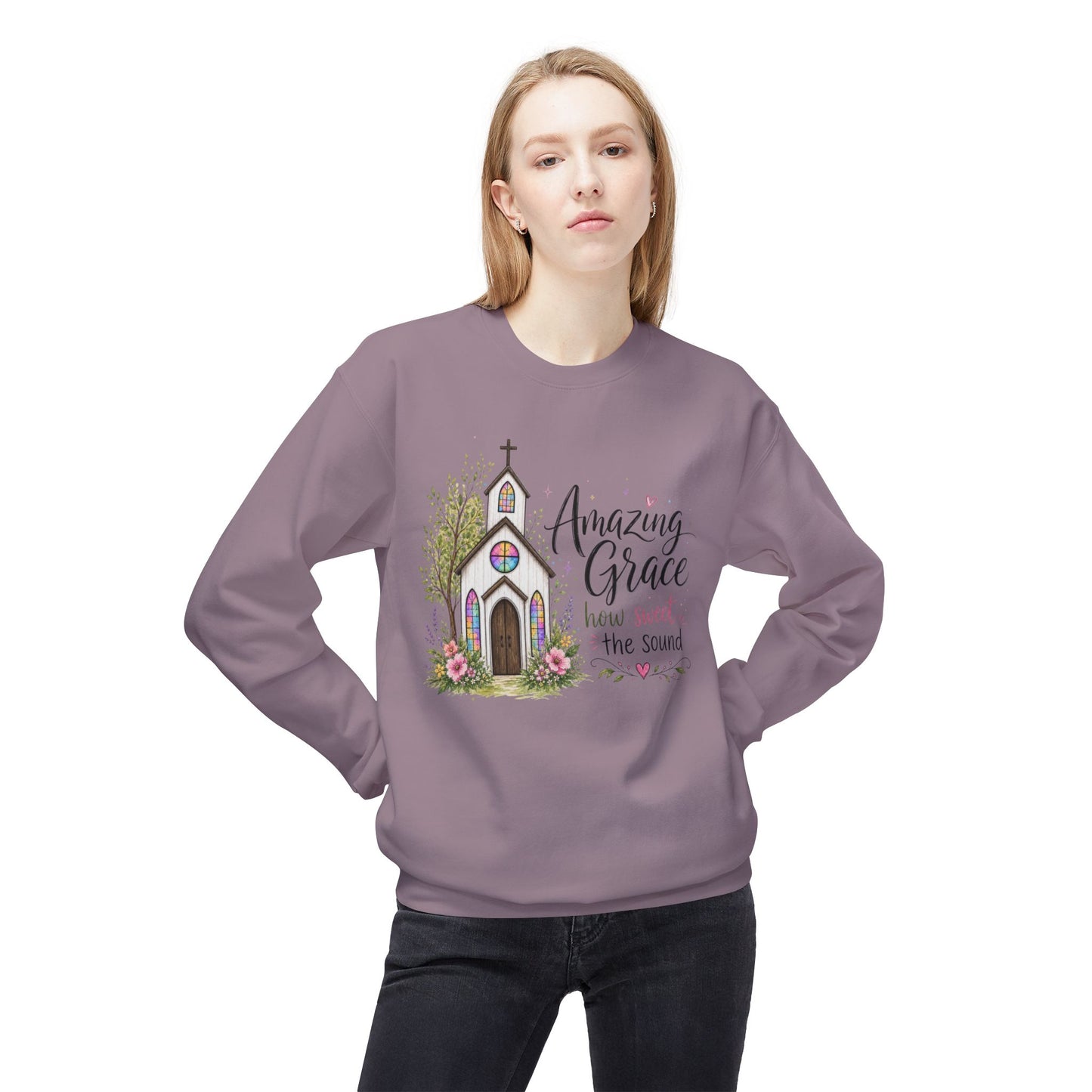 GILDAN - Amazing Grace Church Sweatshirt — "How Sweet the Sound" Christian Crewneck