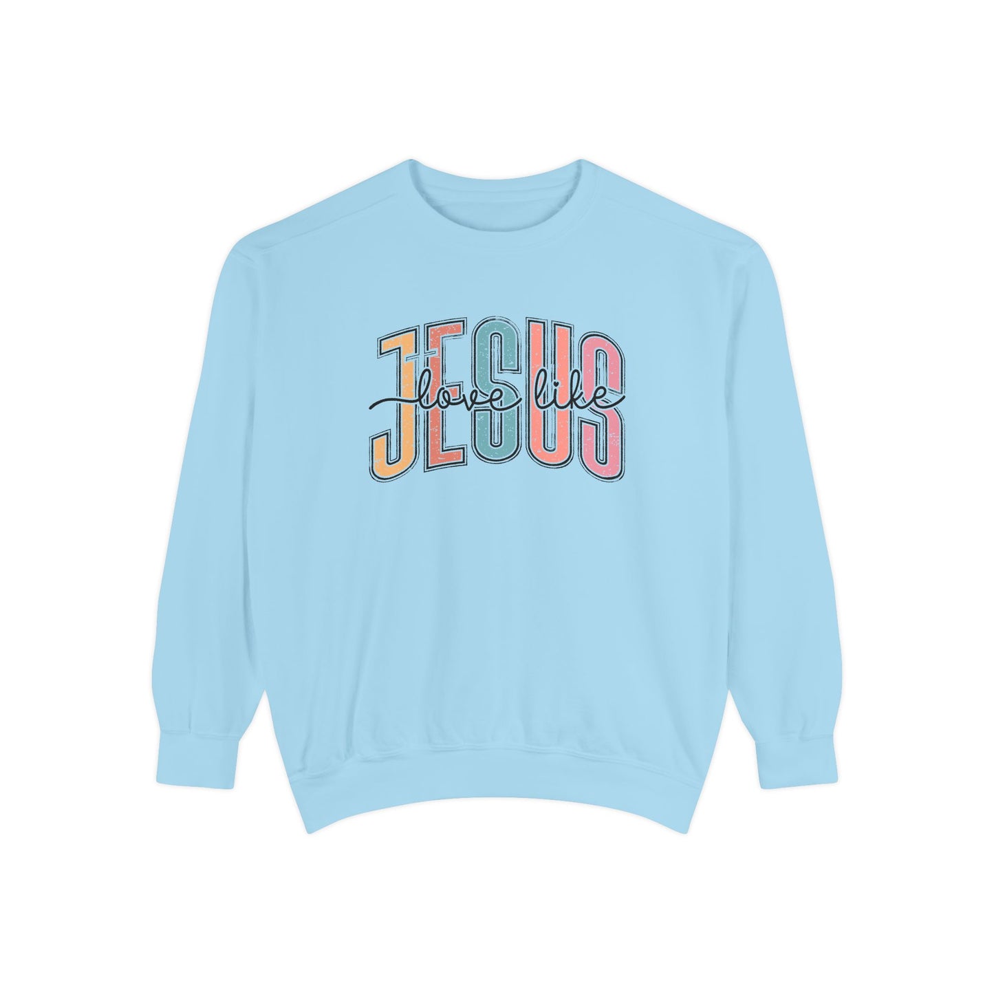 COMFORT COLORS - Jesus Floral Graphic Sweatshirt — Retro Pastel Faith Pullover