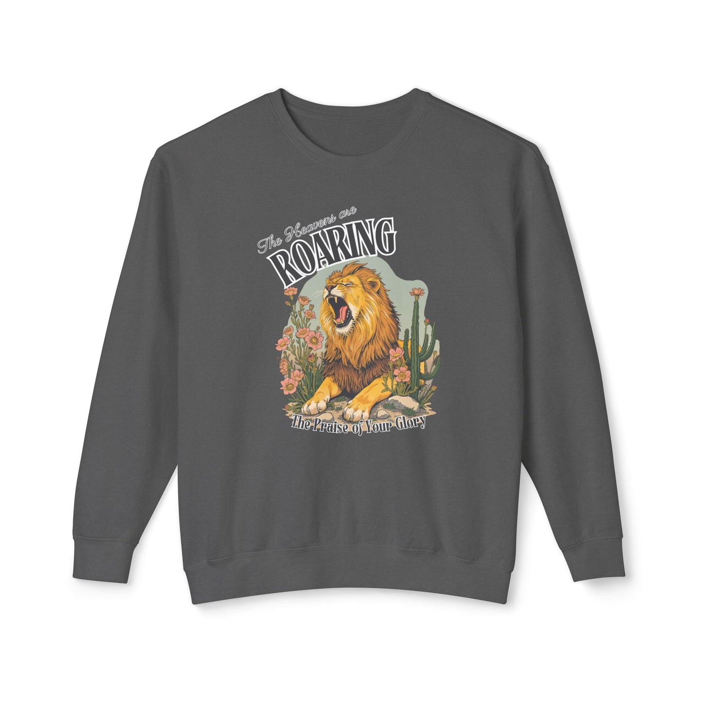 COMFORT COLORS - Roaring Lion Crewneck Sweatshirt — "The Lion Roars" Graphic