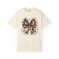 COMFORT COLORS - Patriotic American Flag Bow T-Shirt — "Home of the Brave" Fourth of July Tee