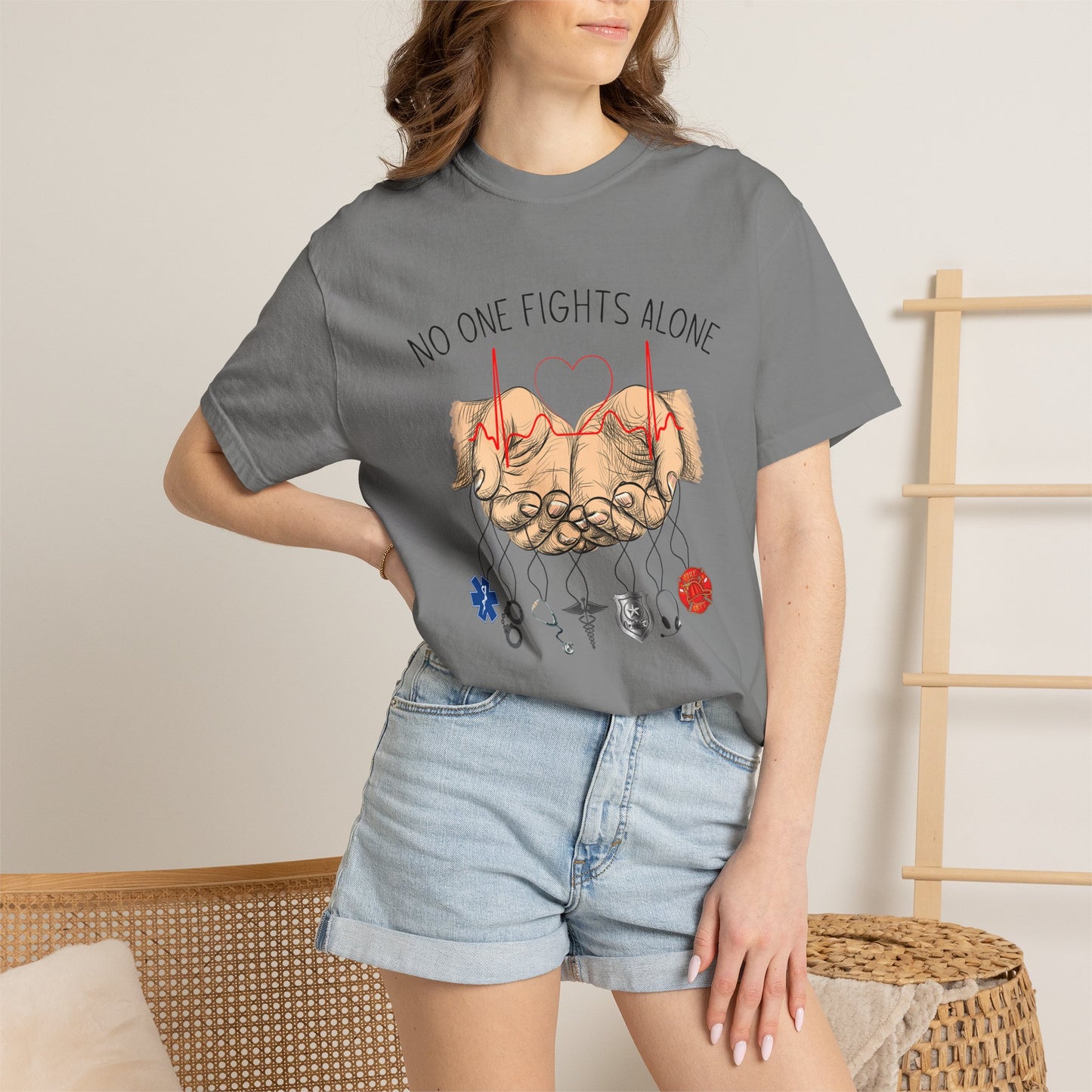 COMFORT COLORS - No One Fights Alone T-Shirt — Supportive Cancer Awareness Tee