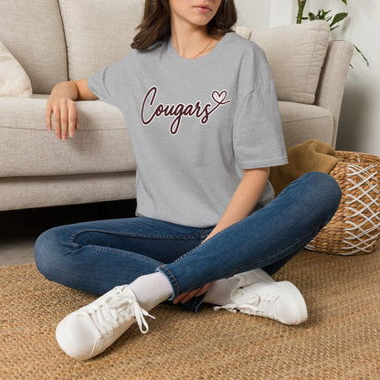 GILDAN - Cougars Script T-Shirt — Retro Pink Heart Team Tee