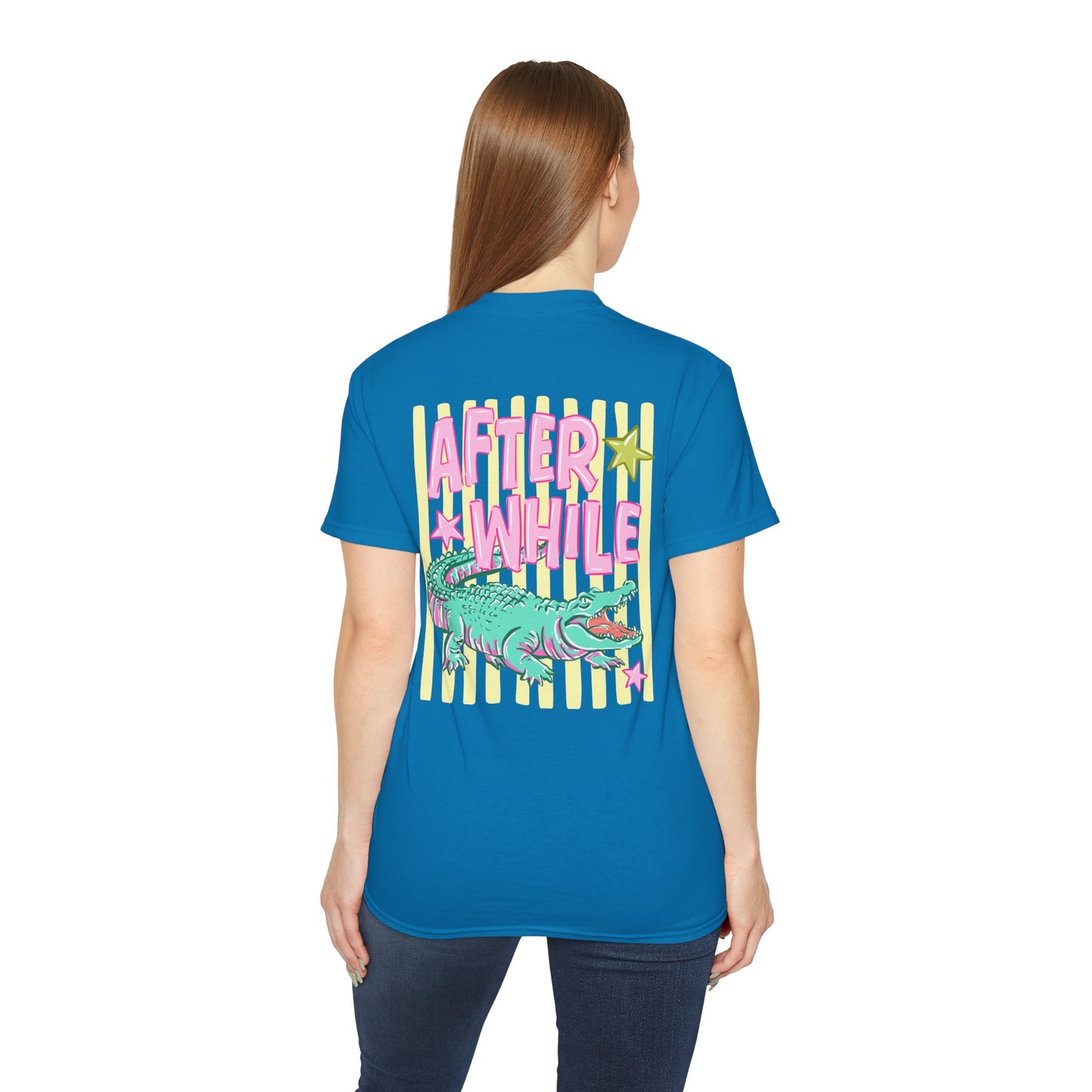 Later Alligator T‑Shirt — Retro Pink & Teal Gator Graphic Tee