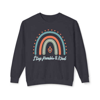 COMFORT COLORS -  Crewneck Sweatshirt - 'Stay Humble & Kind' Pastel Rainbow