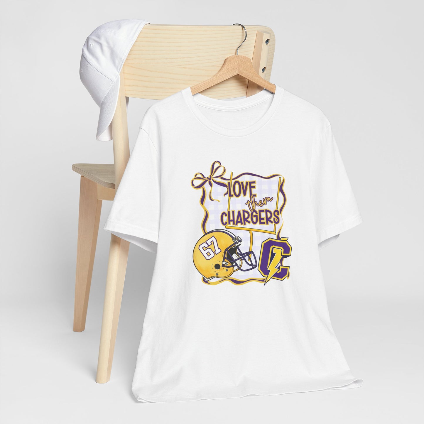 ***NEED TO PERSONALIZE THIS ? DO NOT ORDER THIS SHIRT - CONTACT ME @REFININGFAITHCOMPANY@GMAIL.COM TO PERSONALIZE THIS *** Chargers Football Tee - "Love Your Chargers" Helmet Graphic