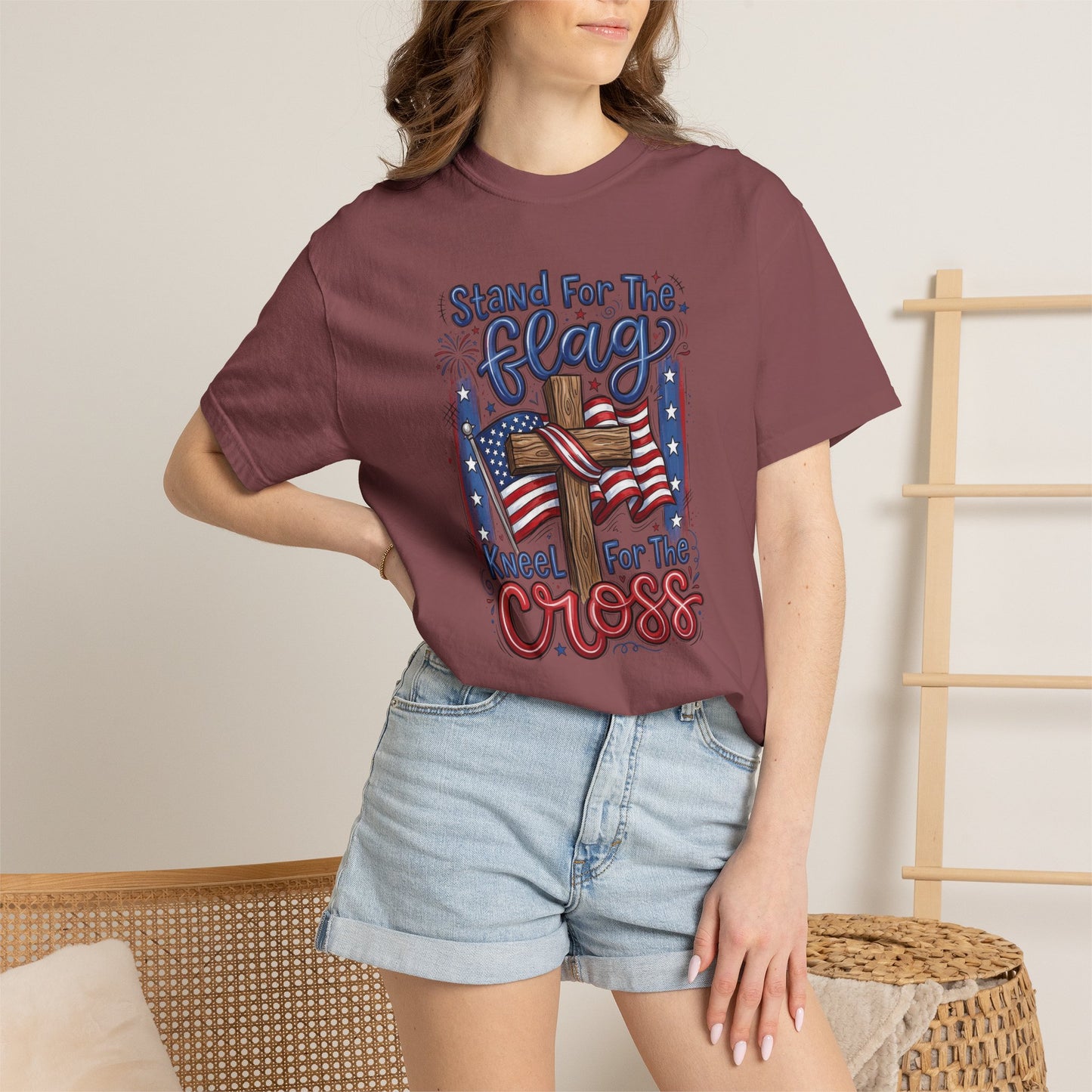 COFORT COLORS - Stand For The Flag Kneel For The Cross T-Shirt