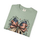 COMFORT COLORS - Patriotic American Flag Bow T-Shirt — "Home of the Brave" Fourth of July Tee