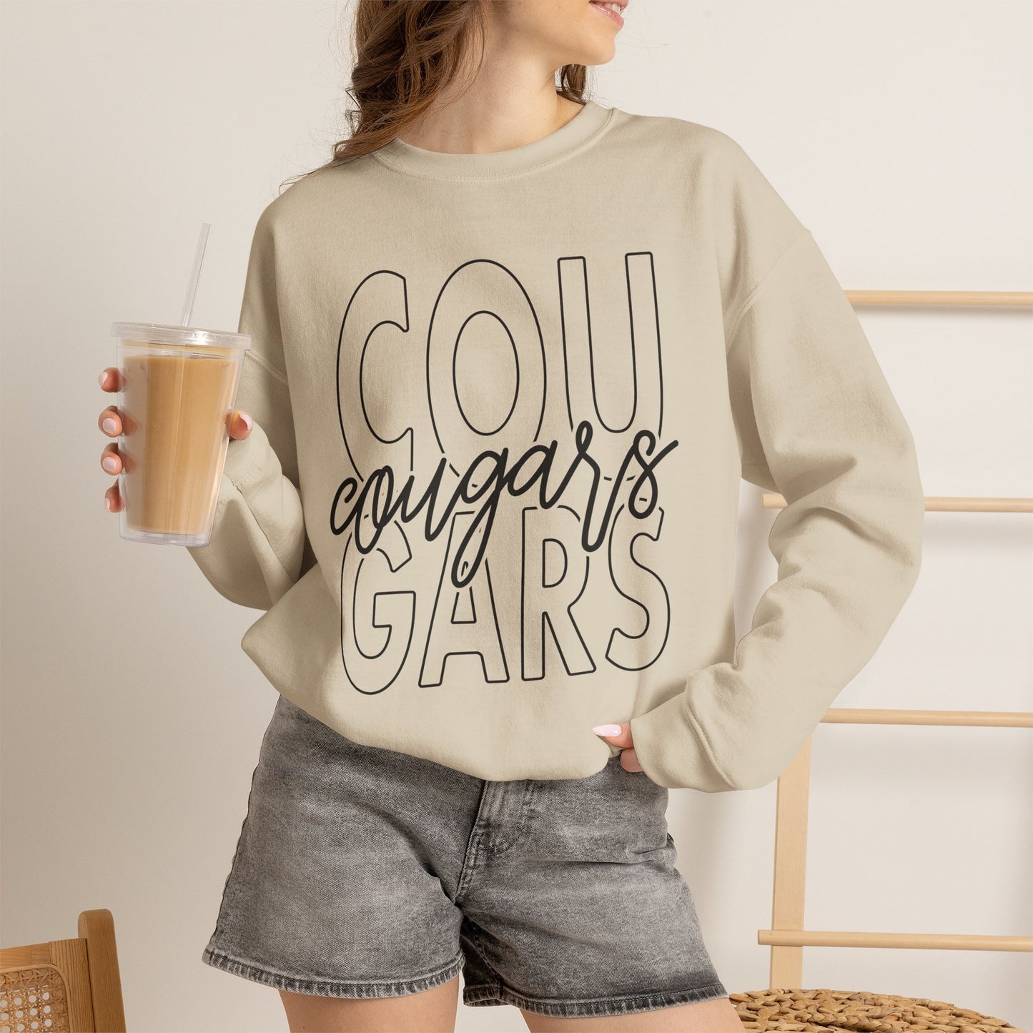 GILDAN -Cougars Script Crewneck Sweatshirt