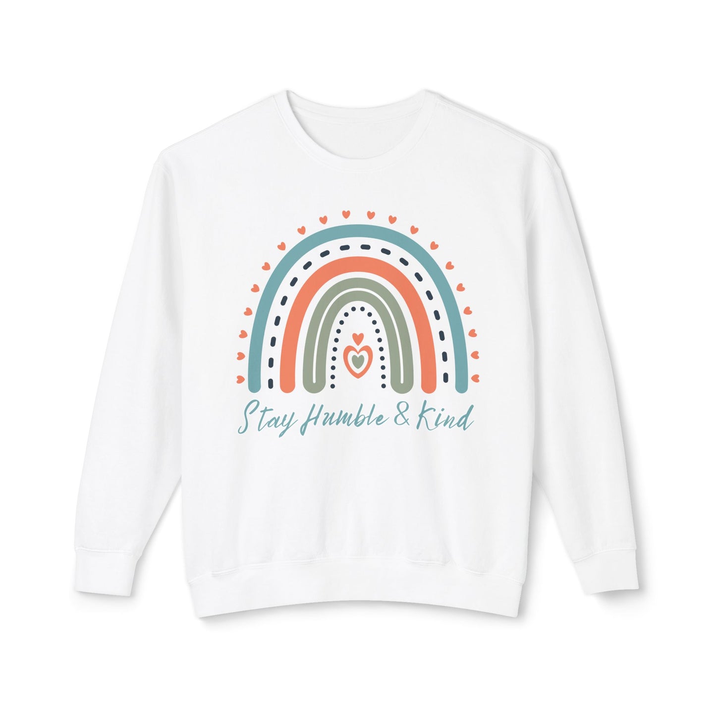 COMFORT COLORS -  Crewneck Sweatshirt - 'Stay Humble & Kind' Pastel Rainbow