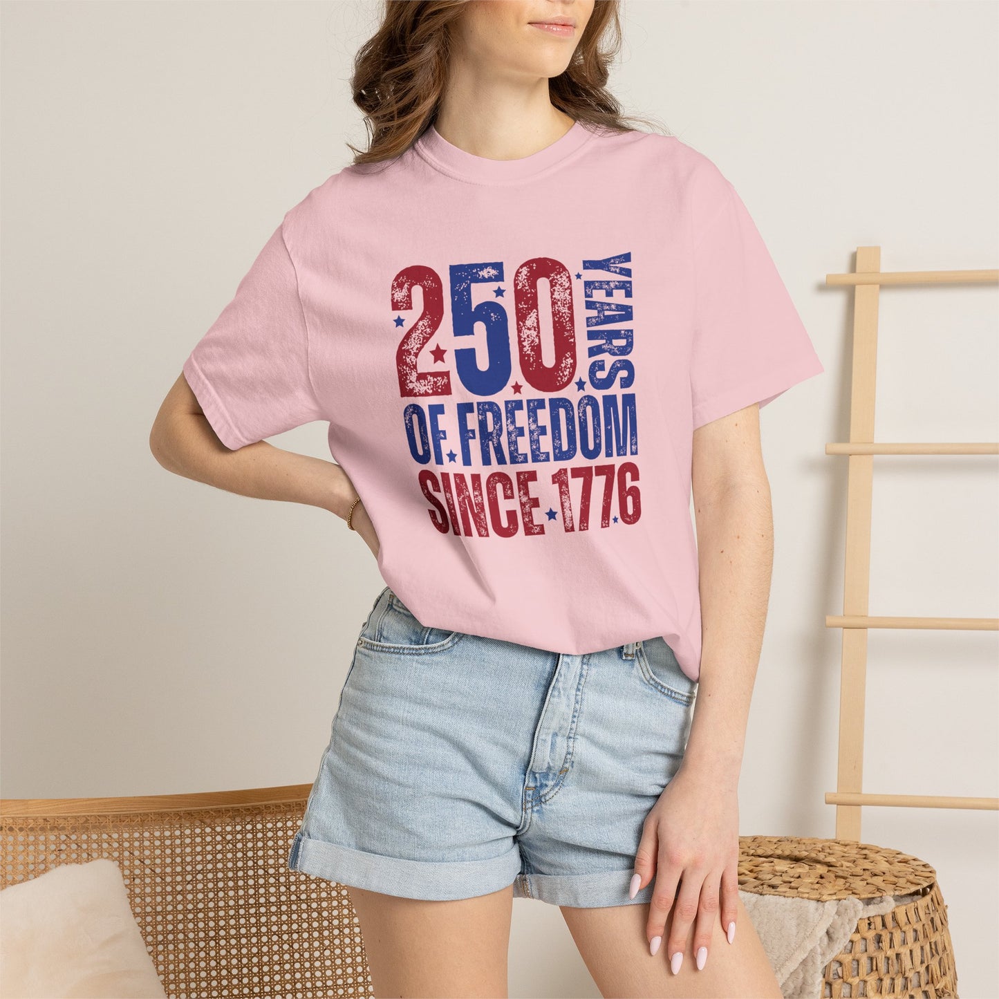 COMFORT COLORS - 250 Years of Freedom Since 1776 T-Shirt — Patriotic Fourth of July Tee