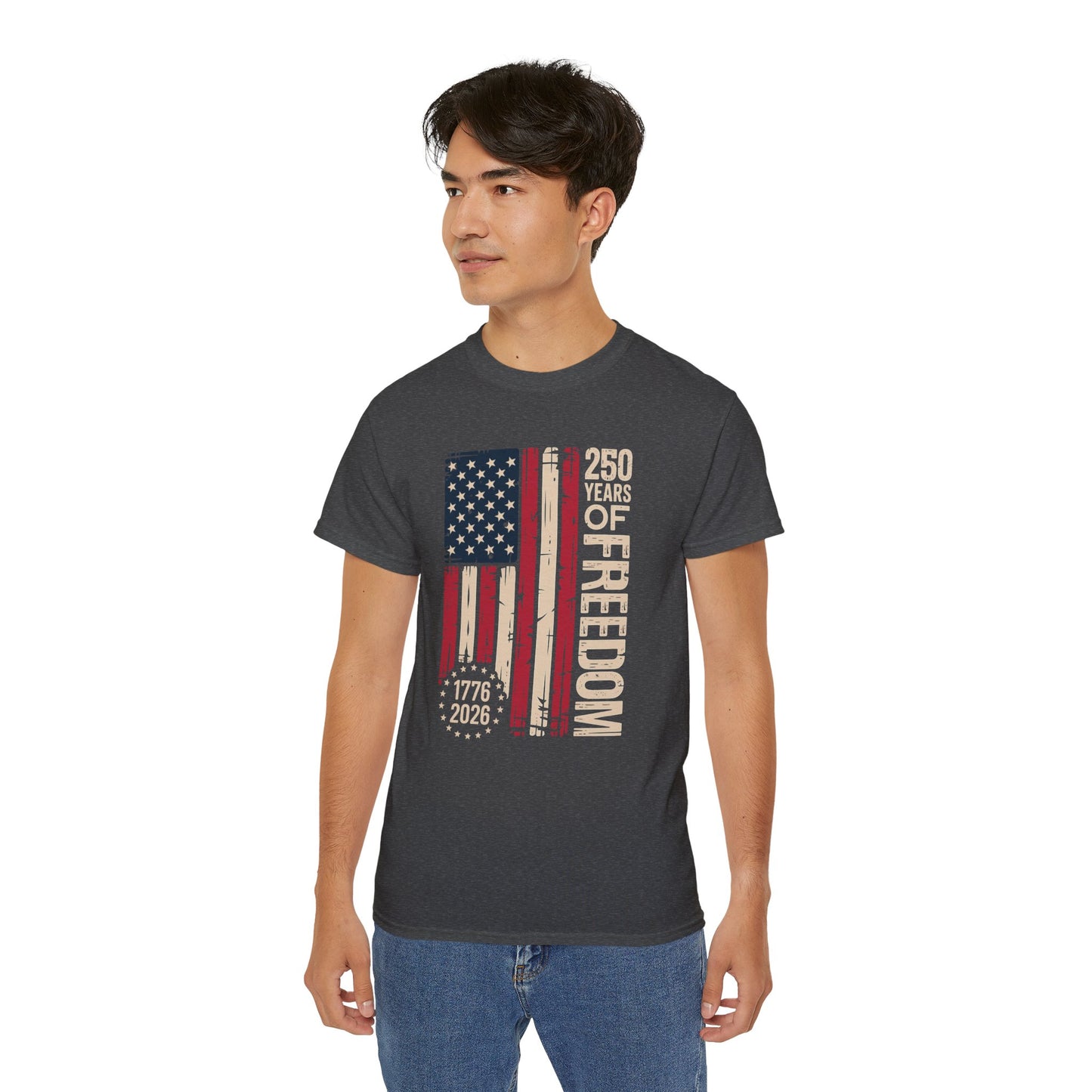 250 Years of Freedom American Flag T‑Shirt — 1776‑2026 Patriotic Independence Day Tee