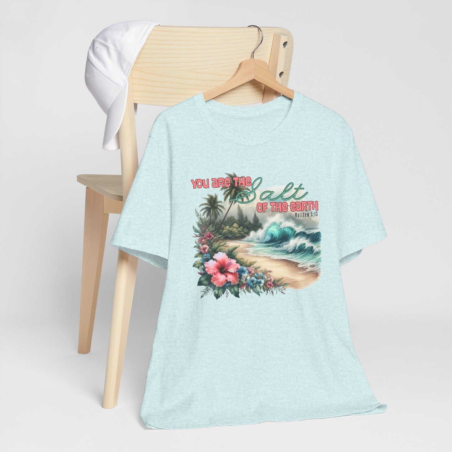 You Are the Salt of the Earth Beach T-Shirt – Tropical Floral Christian Faith Tee