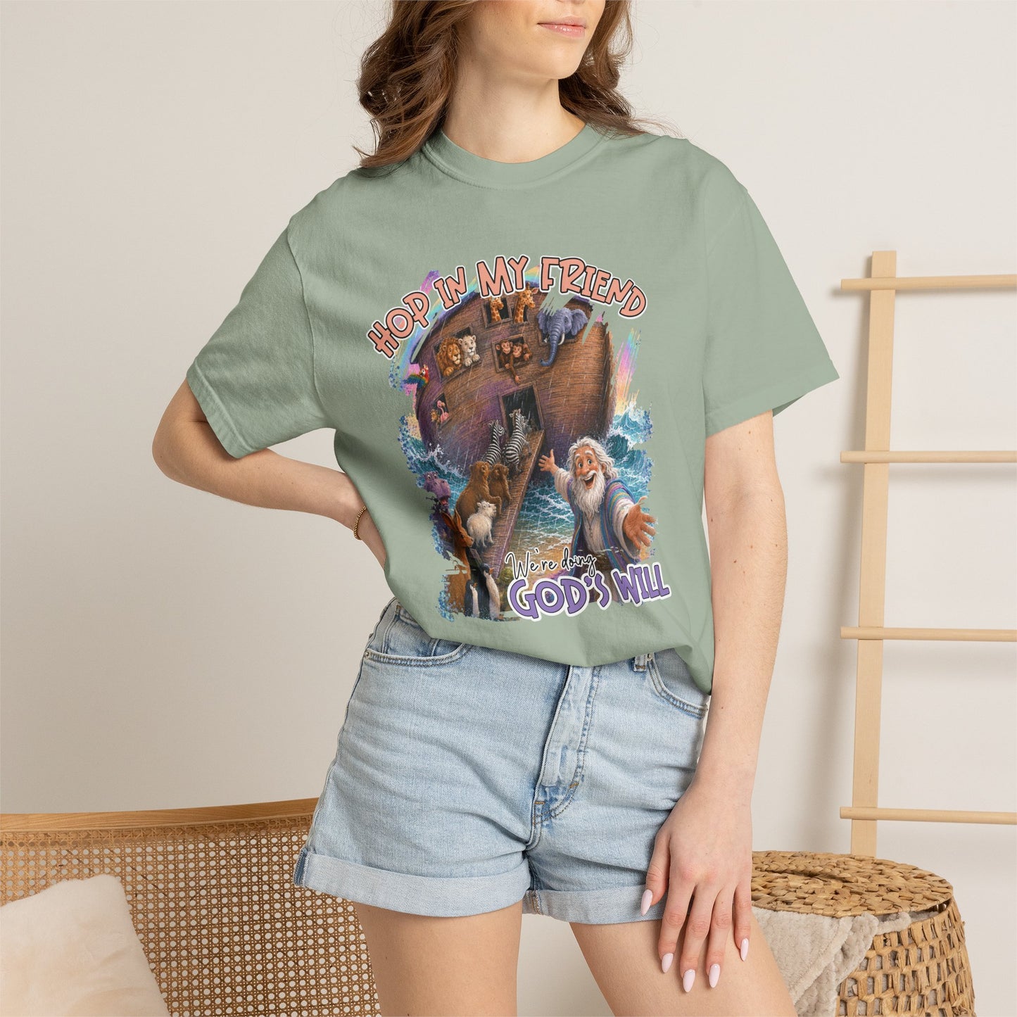 COMFORT COLORS - Noah’s Ark Graphic T-Shirt — "Hope in My Friend, In God’s Will" Faith Tee