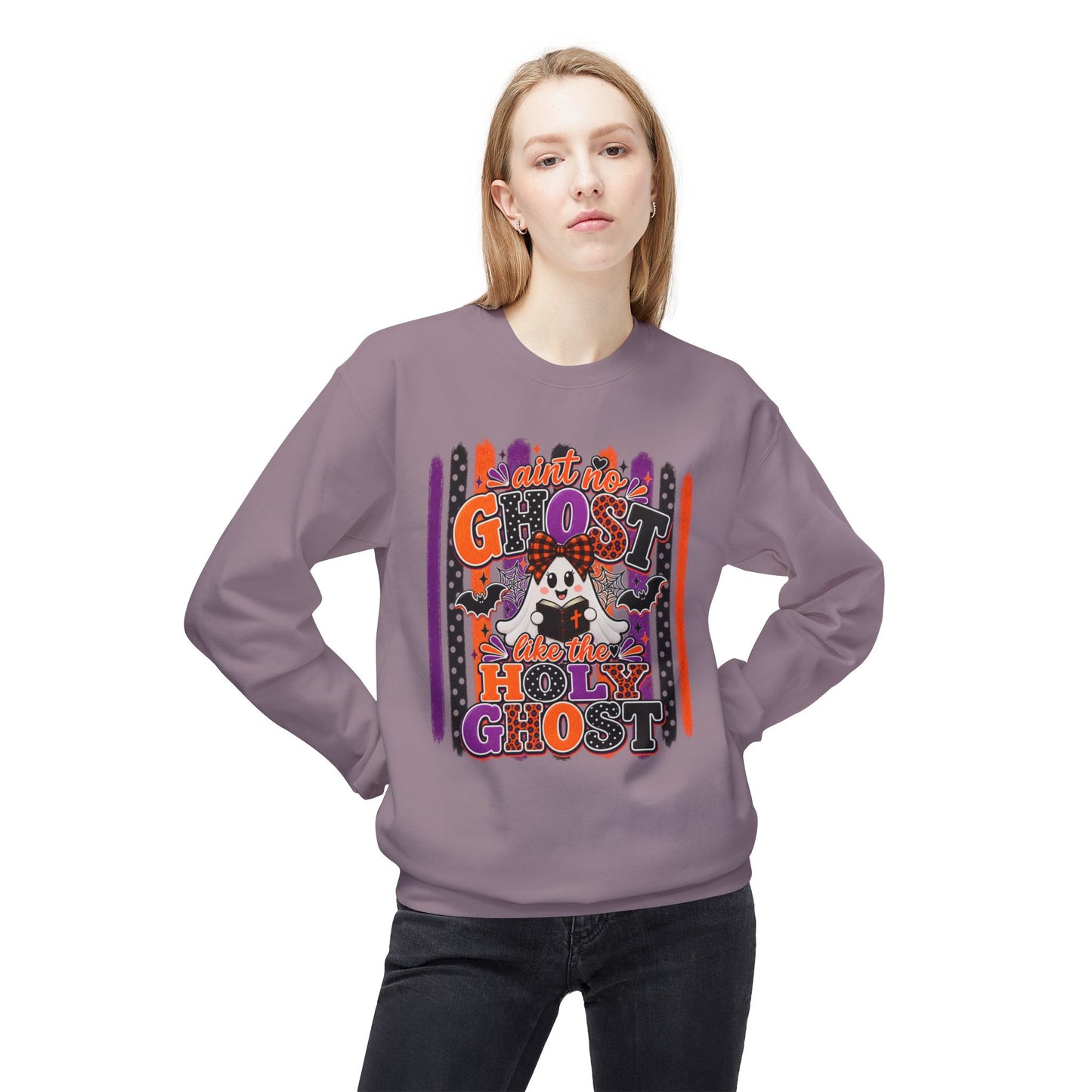 GILDAN - Halloween Ghost Crewneck Sweatshirt — "Ain't No Ghost Like the Holy Ghost"