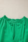 Bright Green Solid Color V Neck Short Puff Sleeve High Waist Tiered Maxi Dress