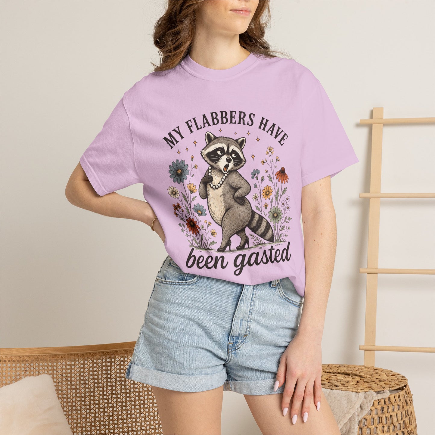 COMFORT COLOR - Raccoon Floral Tee — "My Flabbers Have Been Gasted" Graphic T-Shirt
