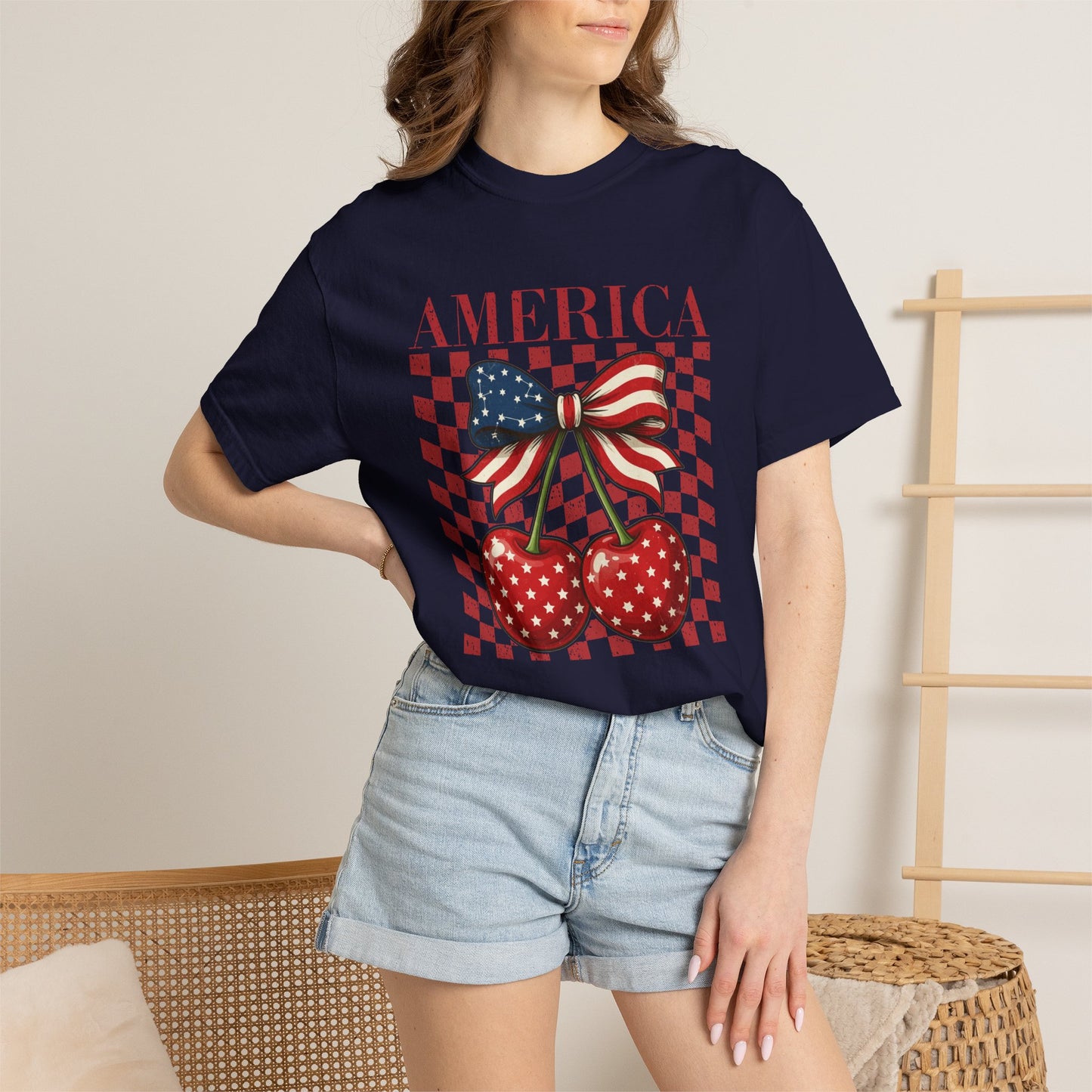 COMFORT COLORS - America Cherry Graphic T-Shirt — Patriotic 4th of July Tee