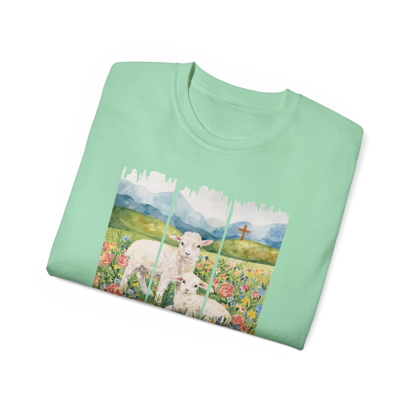 GILDAN - Lamb In Wildflowers Tee – "The Lord Is My Shepherd" Cotton T-Shirt