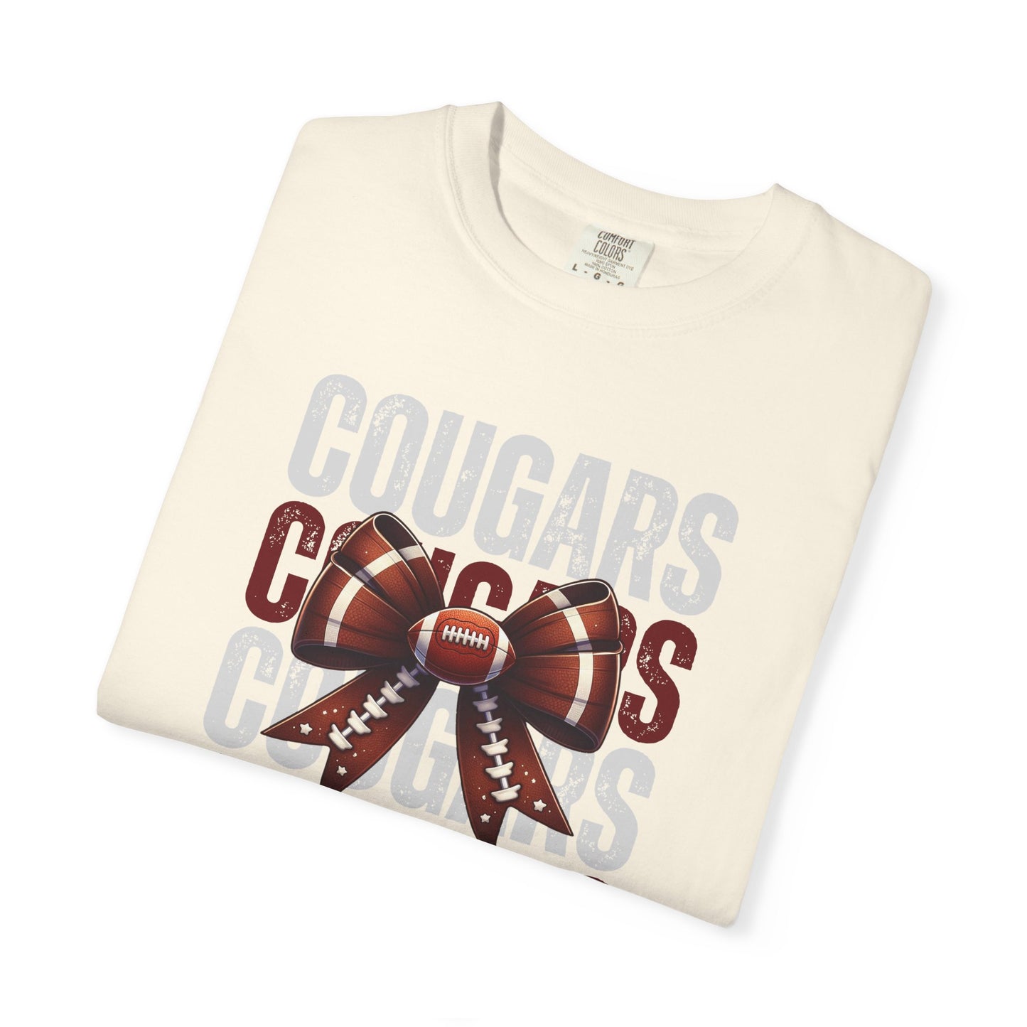 COMFORT COLORS - Cougars Football Bow T-Shirt