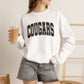 GILDAN - Cougars Crewneck Sweatshirt — BLACK LETTERS LEOPARD OUTLINE - Vintage Collegiate Team Pullover