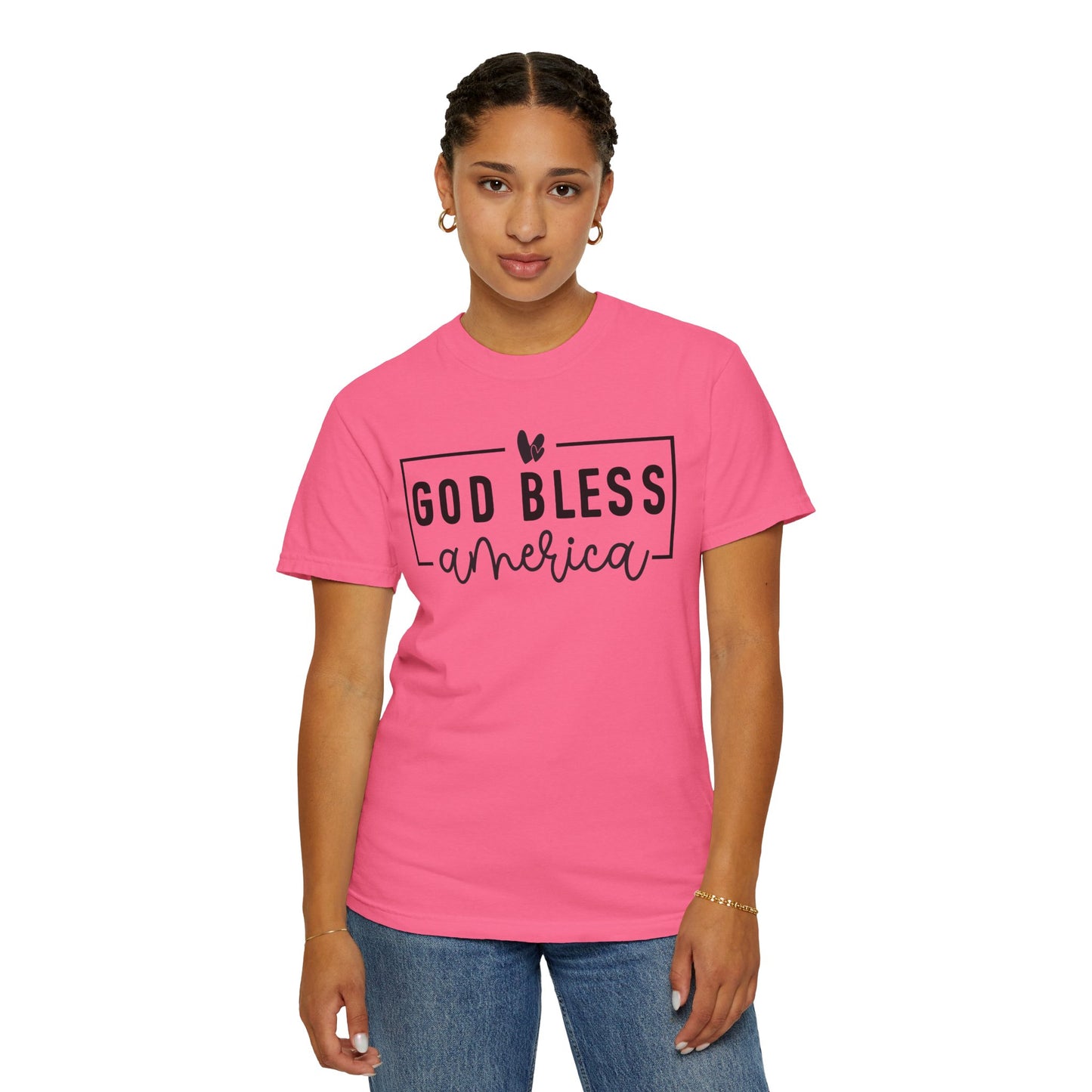 COMFORT COLORS - God Bless America T-Shirt — Patriotic Script Tee