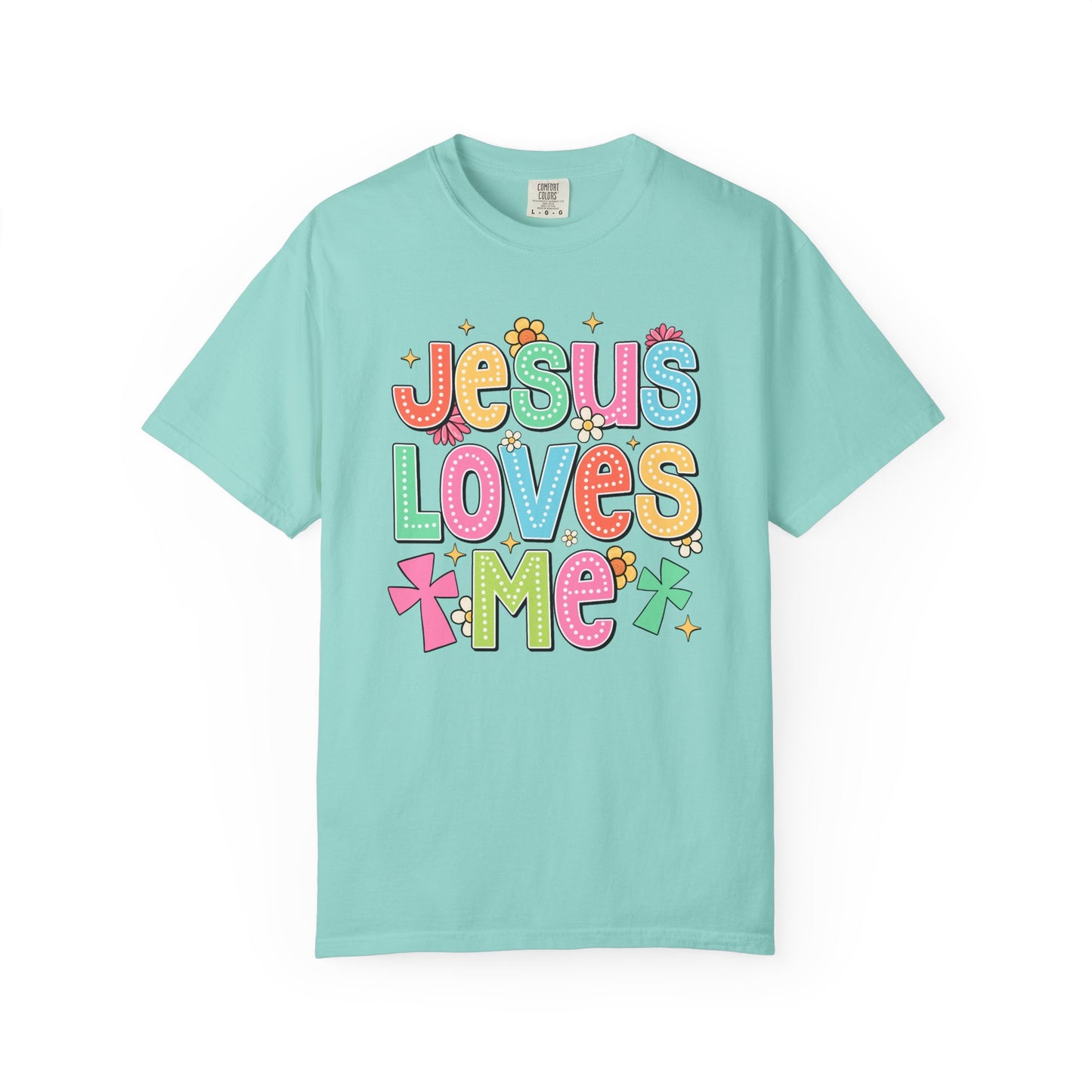 COMFORT COLORS - Jesus Loves Me T-Shirt — Colorful Retro Kids/Youth Faith Tee