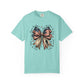 COMFORT COLORS - Patriotic American Flag Bow T-Shirt — "Home of the Brave" Fourth of July Tee