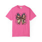 COMFORT COLORS - Patriotic American Flag Bow T-Shirt — "Home of the Brave" Fourth of July Tee