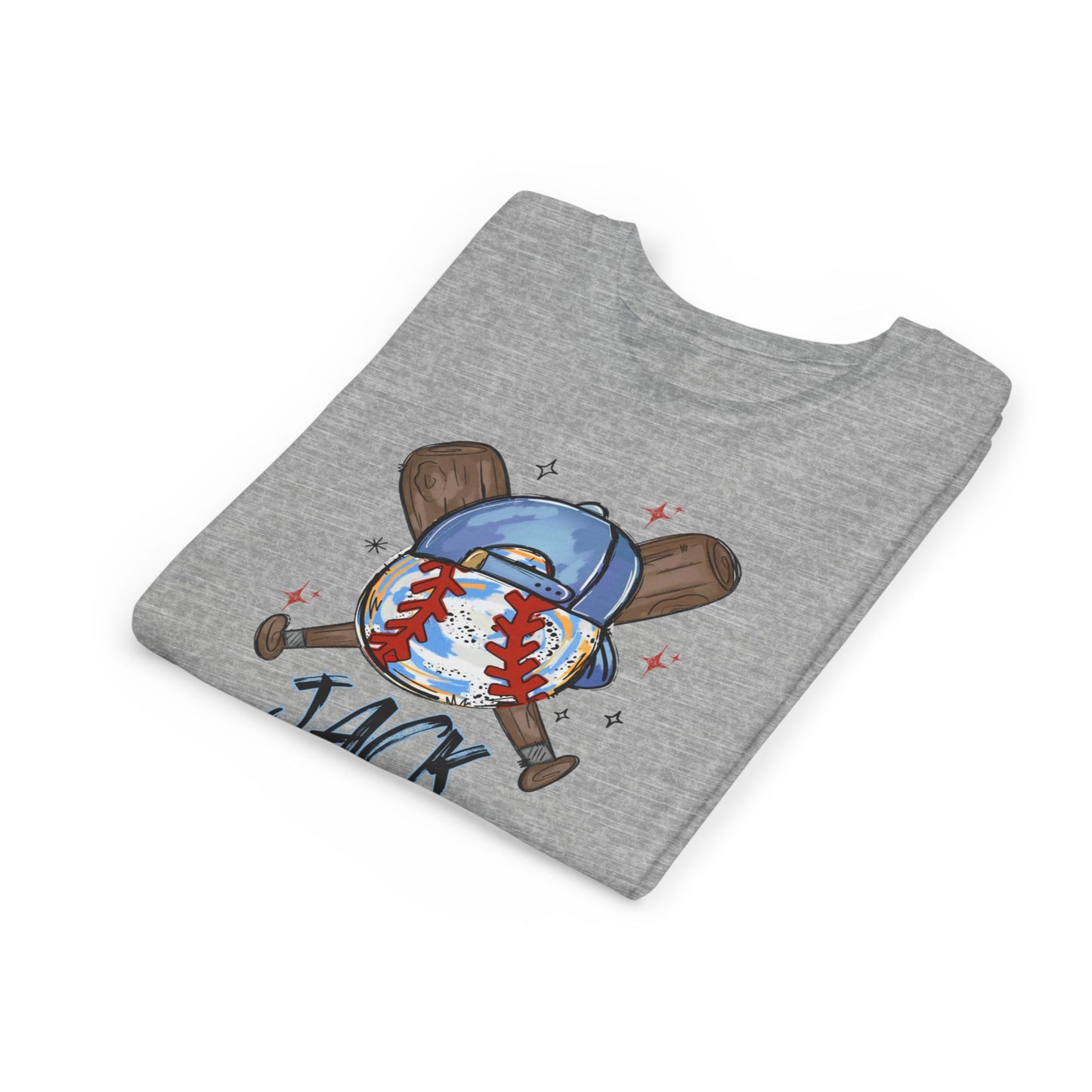 *** NEED THIS PERSONALIZED? DO NOT ORDER THIS SHIRT - PLEASE EMAIL ME AT REFININGFAITHCOMPANY@GMAIL.COM - Youth Baseball Tee — Personalized 'Jack' Cap & Crossed Bats Design