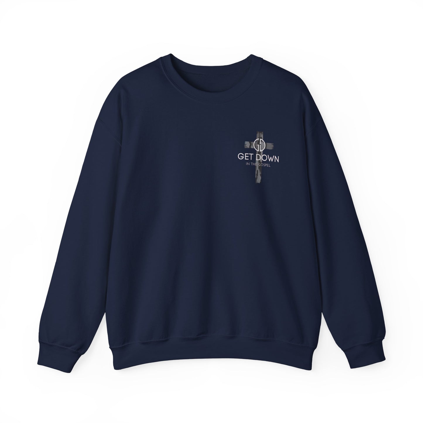 GILDAN - GET DOWN IN THE GOSPEL ADULT SWEATSHIRT GRAY CAMO CROSS