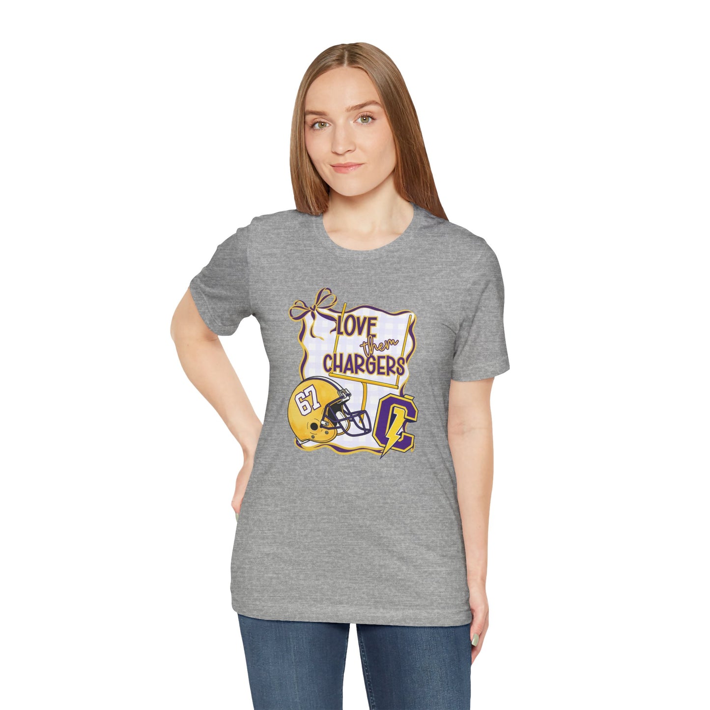 ***NEED TO PERSONALIZE THIS ? DO NOT ORDER THIS SHIRT - CONTACT ME @REFININGFAITHCOMPANY@GMAIL.COM TO PERSONALIZE THIS *** Chargers Football Tee - "Love Your Chargers" Helmet Graphic